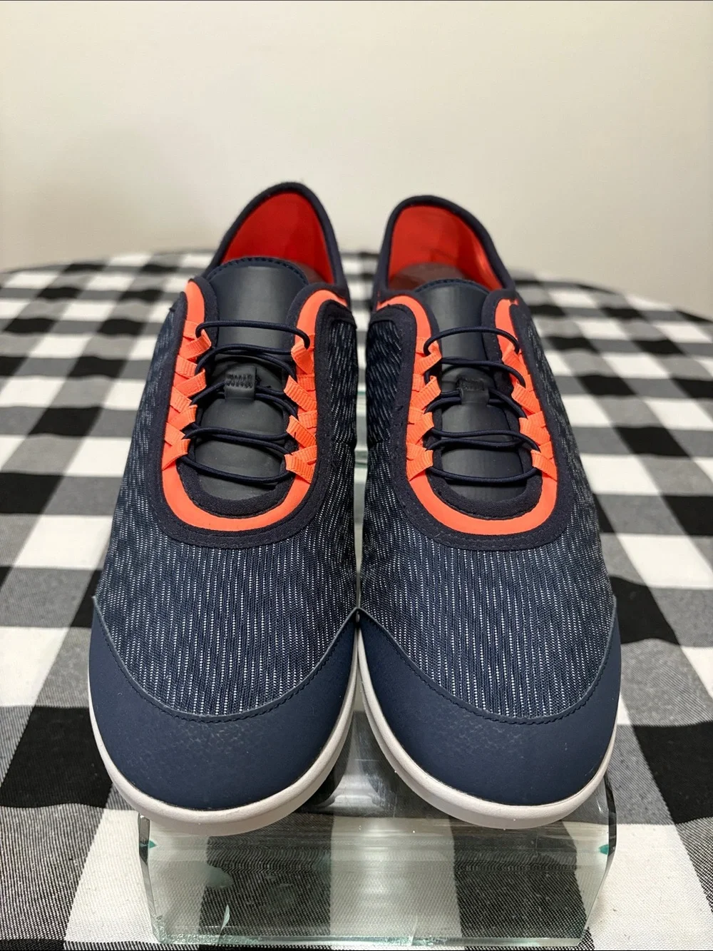 Clarks Cloudsteppers Dowling Pearl Walking Shoes Bungee Lace Navy Orange Size 12